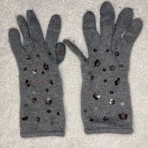 Grey Glittery Gloves